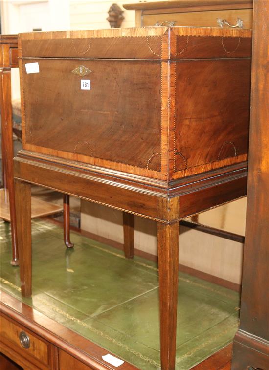 A George III inlaid mahogany cellaret, H.74cm